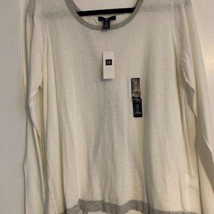 Cream white with Gray boarder Sweater